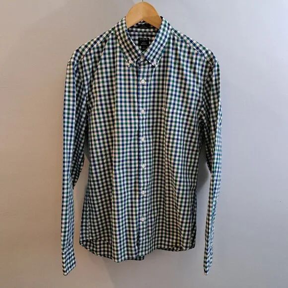 J. Crew Men's L Slim Untucked Flex Washed Long Sleeve Plaid Shirt Style #BE209 - Picture 2 of 13